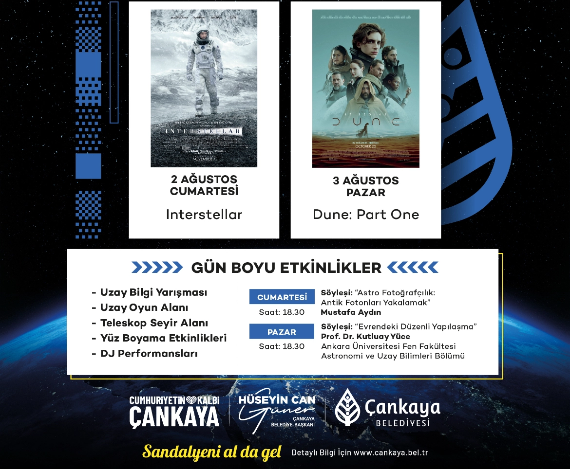 Çankaya’da “UZAY FİLMLERİ FESTİVALİ” 2 Ağustos’ta başlıyor